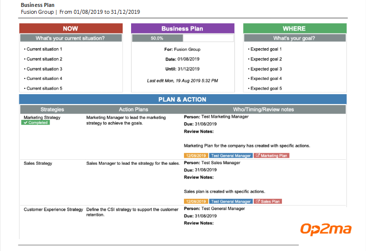 one page plan